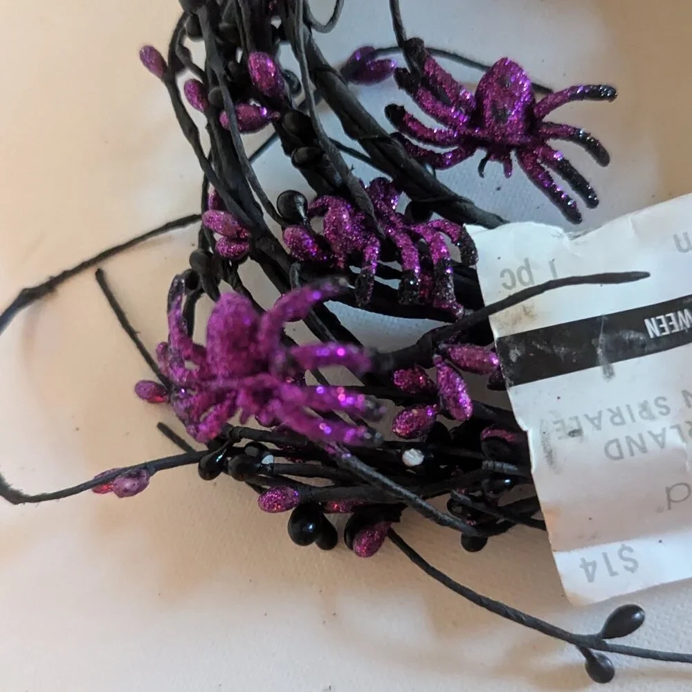NWT Goth Spider Garland Halloween Decoration Purple Black Floral Ashland Decor